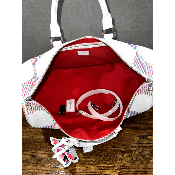Louis Vuitton Keepall Bandouliere 50 Damier Spray White Logo Weekend Travel Bag - Picture 10 of 12